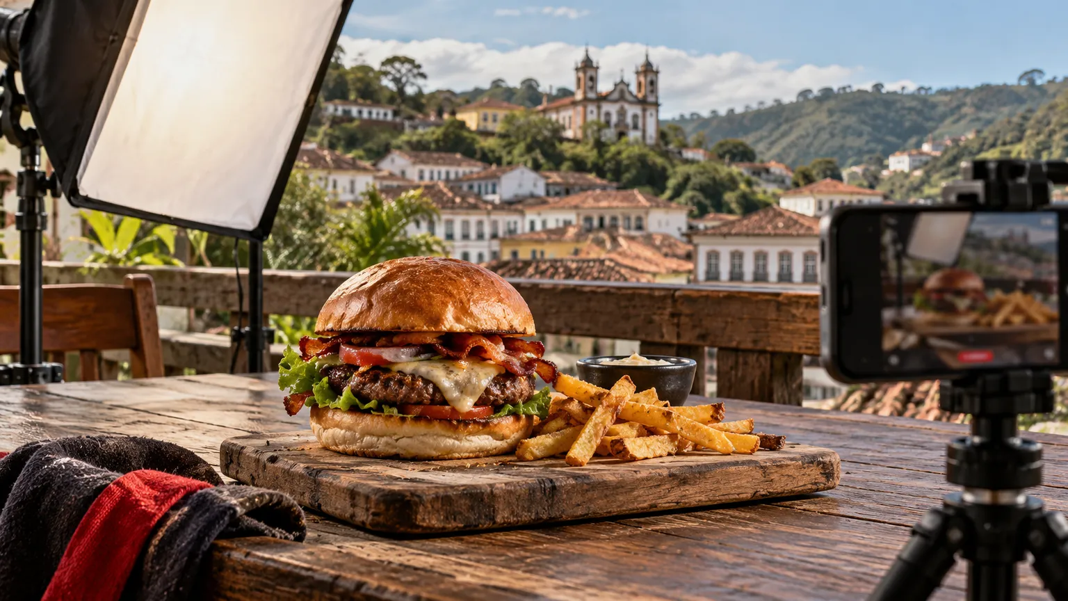 4 fotos de hambúrguer com IA a partir do seu produto