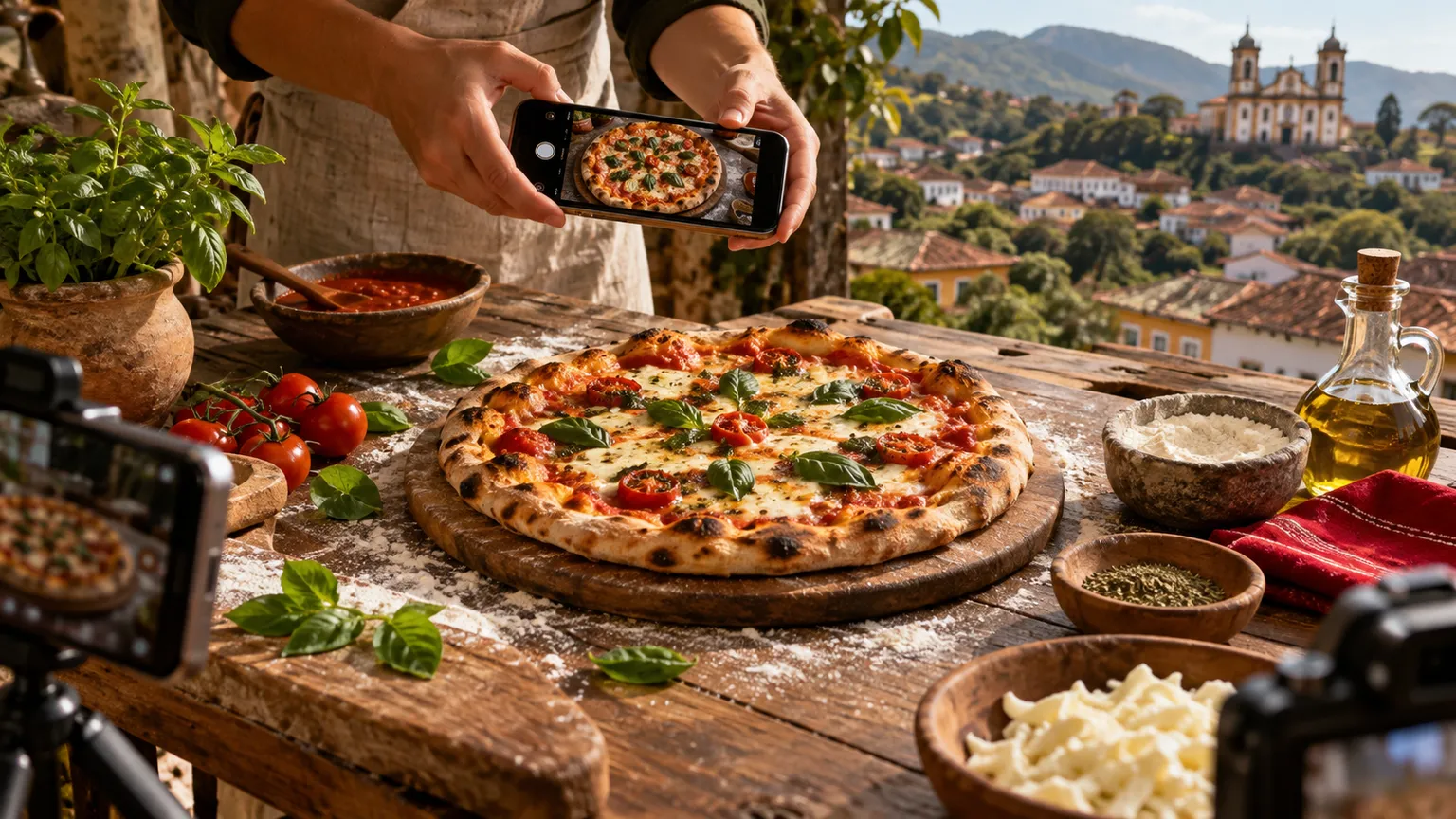 Como criar uma sequência de fotos de pizza com IA