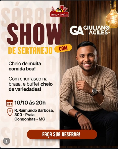Show de Sertanejo com Giuliano Agiles no Espaço Família