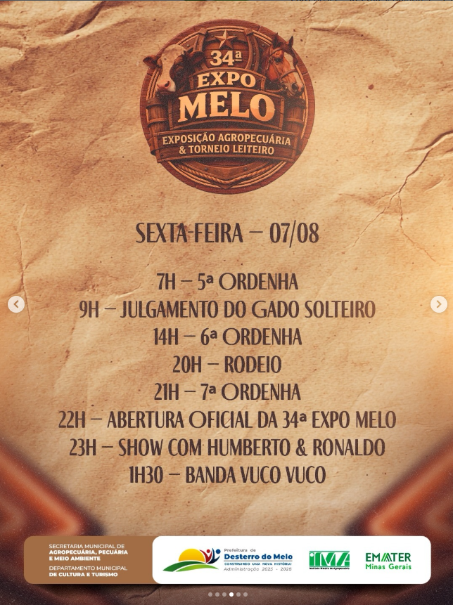 34ª Expo Melo - Quinta: Rodeio com TJ Rodeios + Show com Vinícius Santoz