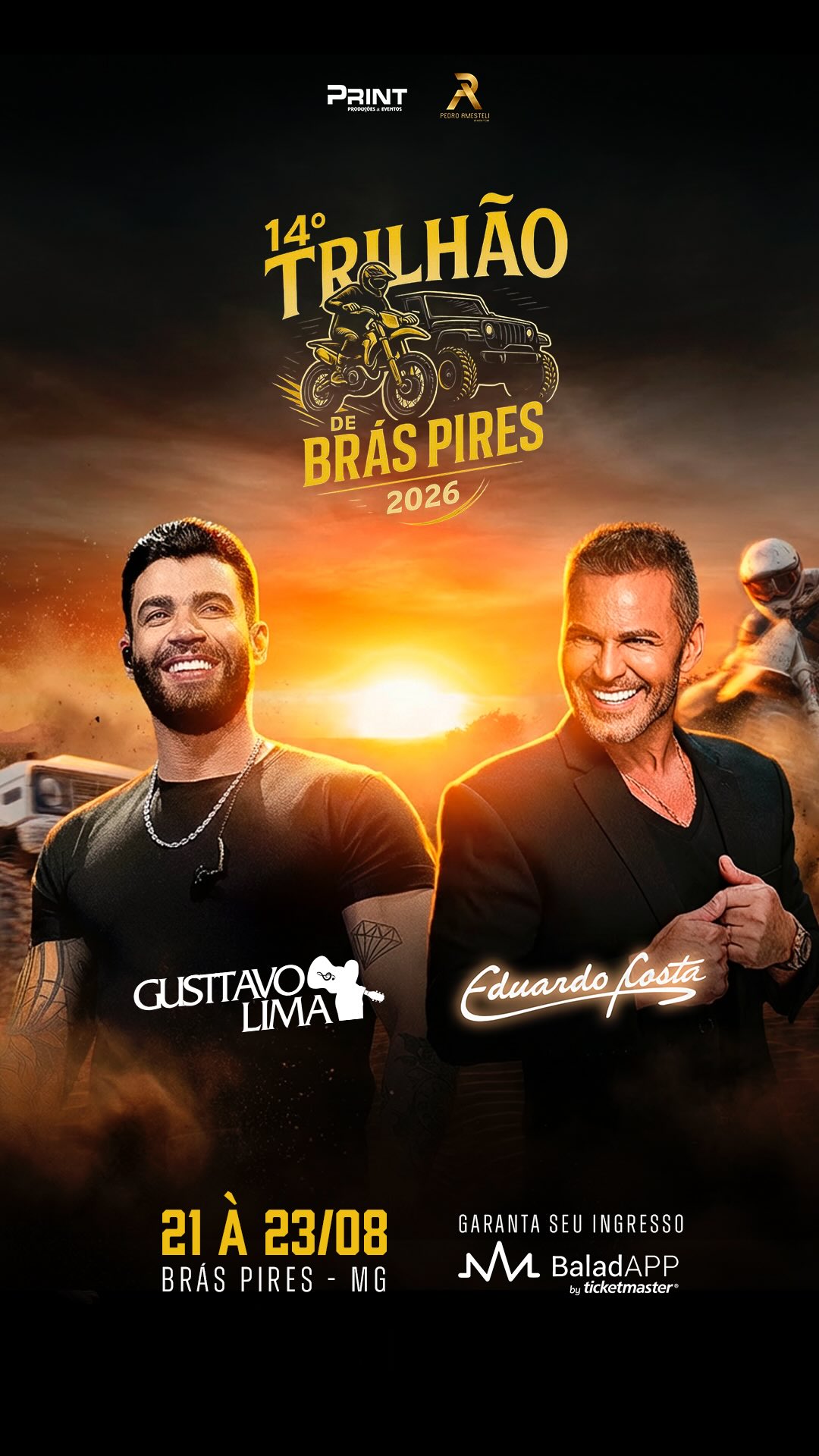 Trilhão de Brás Pires 2026: Gusttavo Lima, Eduardo Costa e trilhas off-road