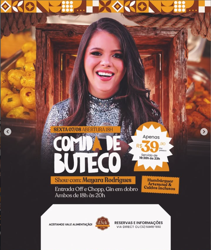 Comida de Buteco com Mayara Rodrigues no D3ck