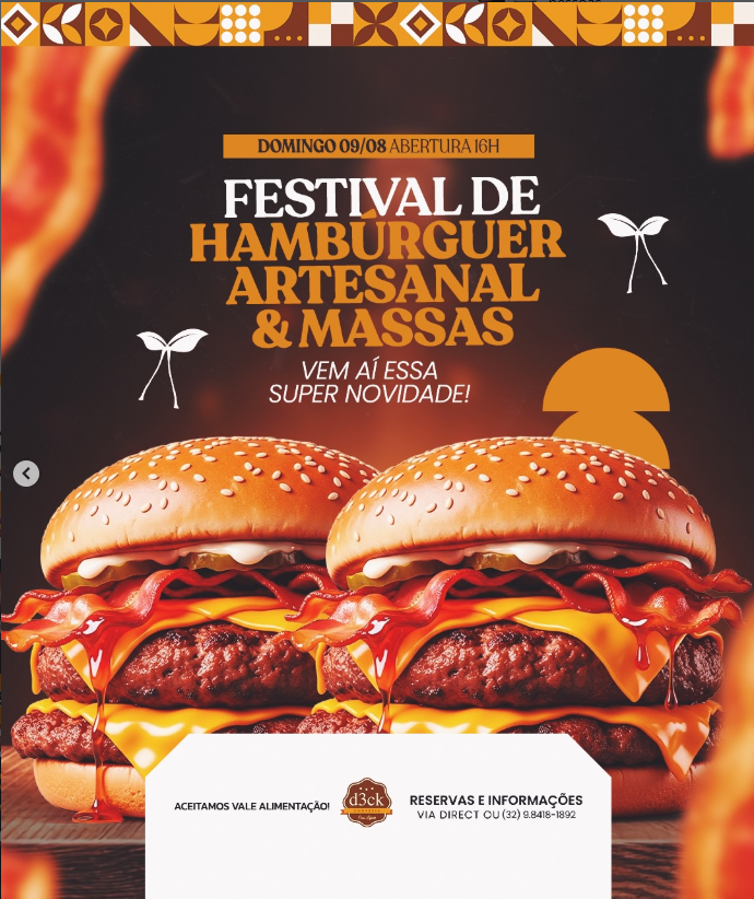 Festival de Hambúrguer Artesanal & Massas no D3ck