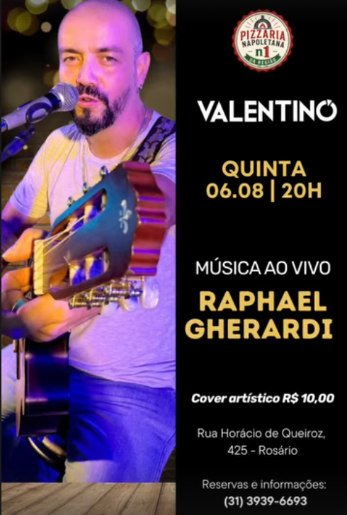 Raphael Gherardi ao vivo no Valentino Pizzeria Napoletana