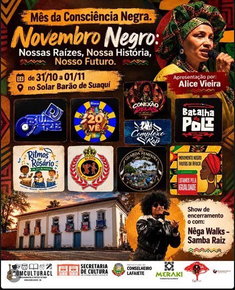 Novembro Negro no Solar Barão de Suaçuí: programação de sábado