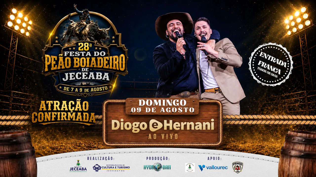 28ª Festa do Peão Boiadeiro de Jeceaba - Domingo: Diogo & Hernani + Rodeio Profissional