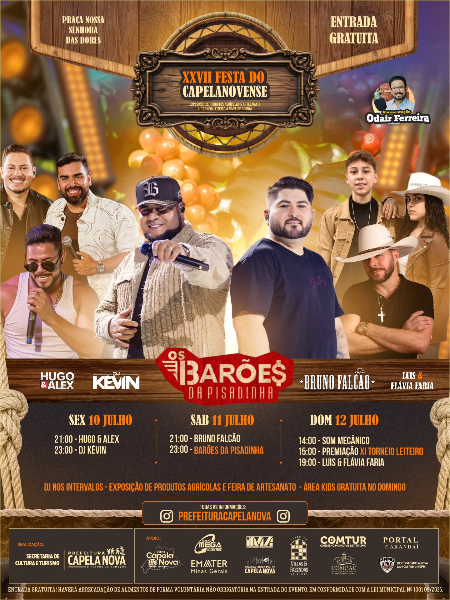 Festa do Capelanovense 2026: shows gratuitos e Torneio Leiteiro