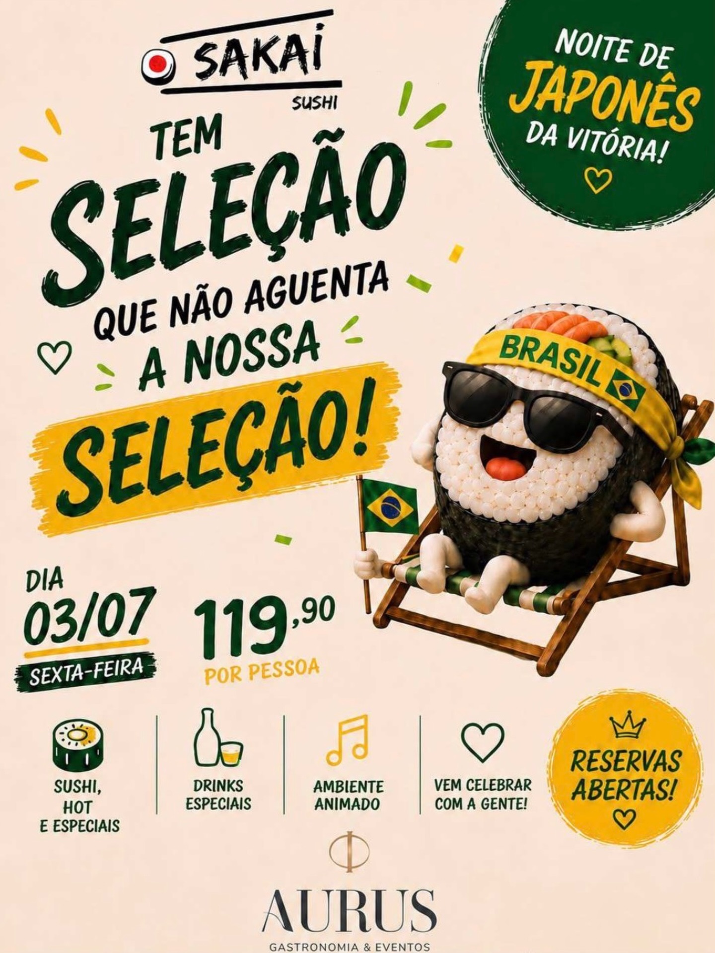 Noite de Japonês da Vitória - Rodízio Sakai Sushi